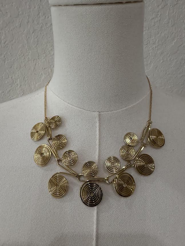 Golden Spiral Statement Necklace-4449