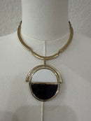 Black & White Geometric Pendant Necklace-2323