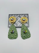 Jeff Lieb Green Textured Drop Earrings-33965