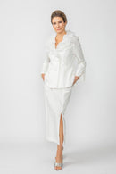 Side Split Pencil Skirt-6468S-WHITE