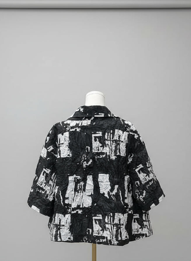Moonlight Abstract Black and White Textured Jacket-1011