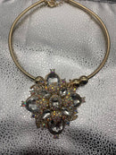 Unique Golden Blossom Statement Necklace-JN20033