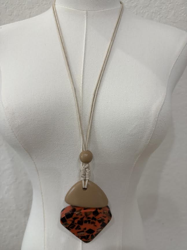 Geometric Earthy Neutral Necklace-N4349