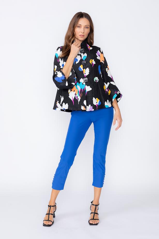 IC Collection Floral Mandarin Collar Jacket-7402J