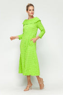 IC Collection Puckered Off Shoulder Dress-7090D