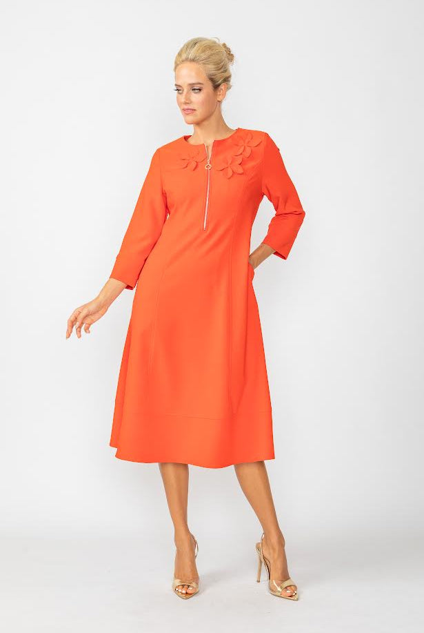 IC Collection 3-Flower Petal Front-Zipper Dress | Unique Apparel USA