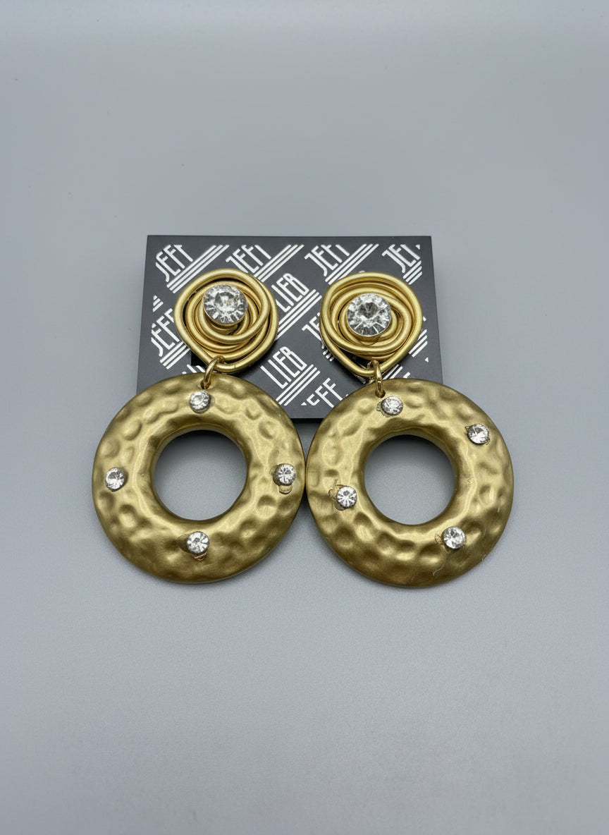 Jeff Lieb Hammered Gold Circle Earrings-34169
