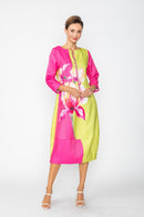 IC Collection Art Bloom Zip-Front Dress-7888D