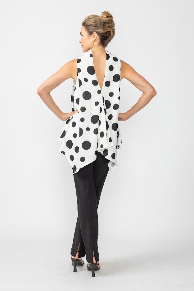 High Neck Cowl Neck Top- 7083T-WHITE