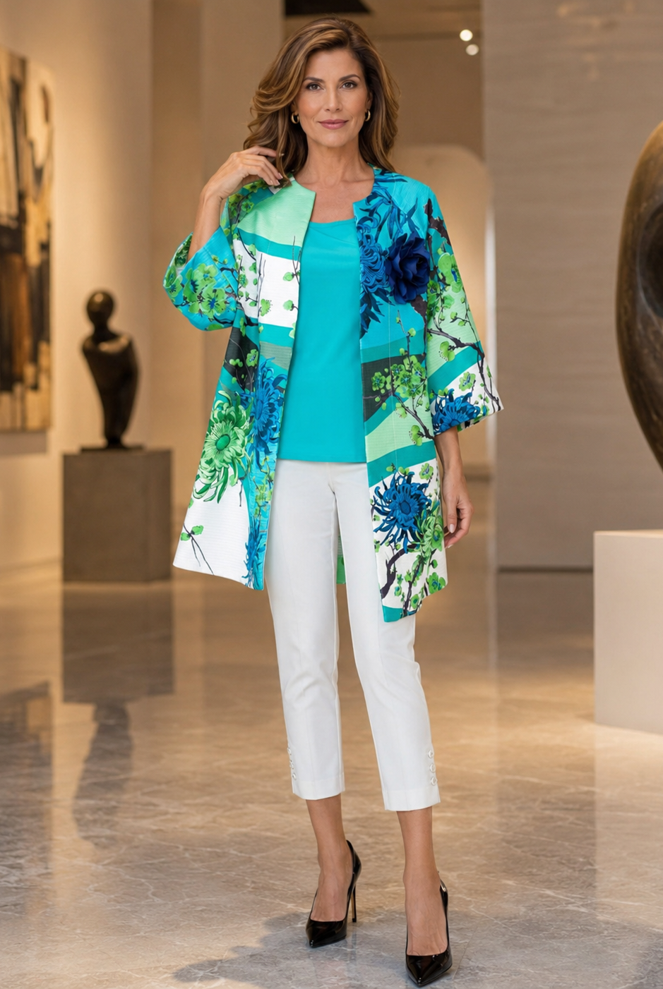 IC Collection Blossom Long Jacket With Detachable Flower-IC-6177J