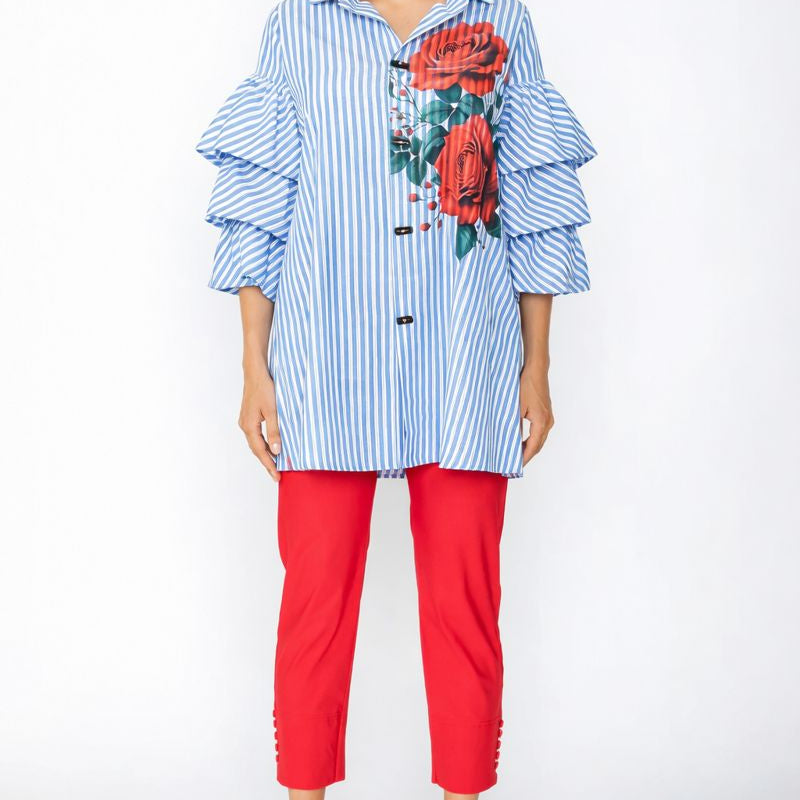 IC Collection Ruffle Sleeve Blouse-7448B