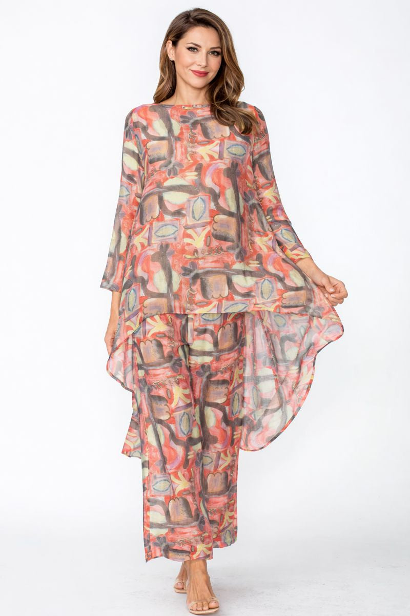 IC Collection Tencel Abstract Print Pull on Pant-C1104P