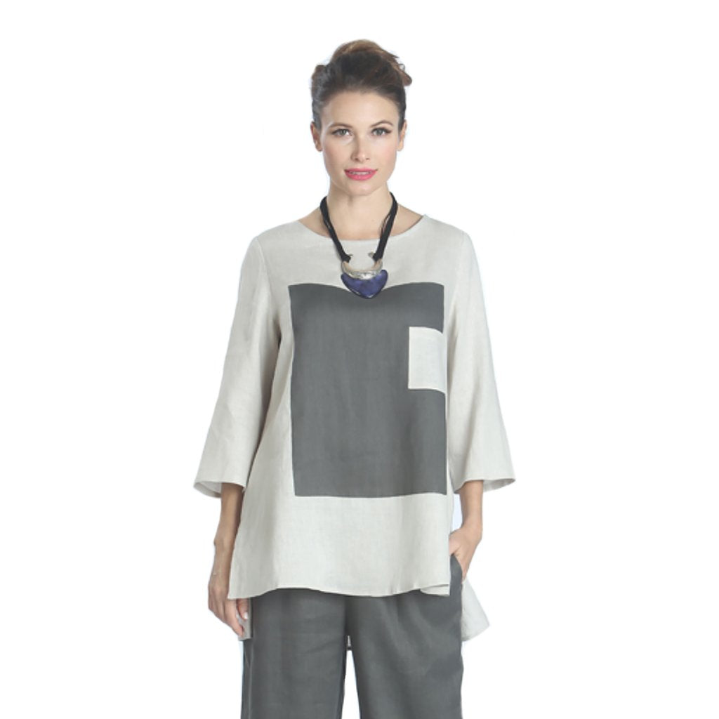IC Collection Linen Geo Square Top-1042T