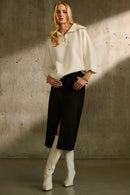 Joseph Ribkoff Jacquard Zipped Collar Sweater Style 243954