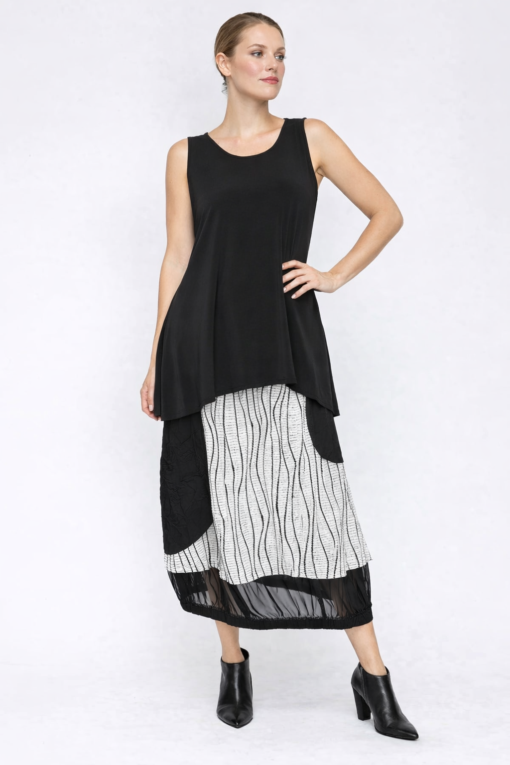 IC Collection Skirt With Mesh Detail-7793S