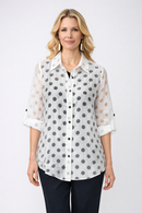 Mesh Polka Dot Blouse-7024B-DUP