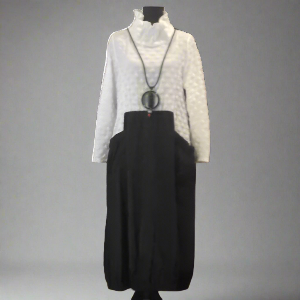 Moonlight Two Pocket Bubble Texture Dress-3604-WHT