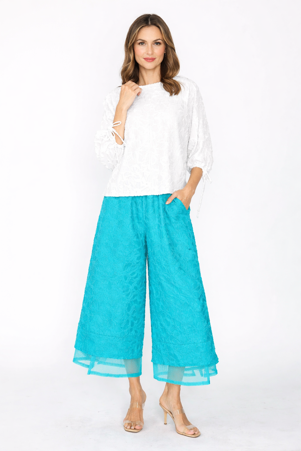 IC Collection Cinch Sleeve Top-7822T