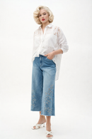 Joseph Ribkoff Cotton Lace Boxy Blouse With Embroidery-262952