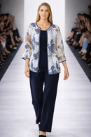 IC Collection Sheer Floral Open Jacket-IC-4841J