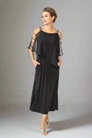 IC Collection Stone Shoulder Cap Dress-IC-7052D