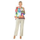 One Button Floral-Print Asymmetric Jacket- 7261J