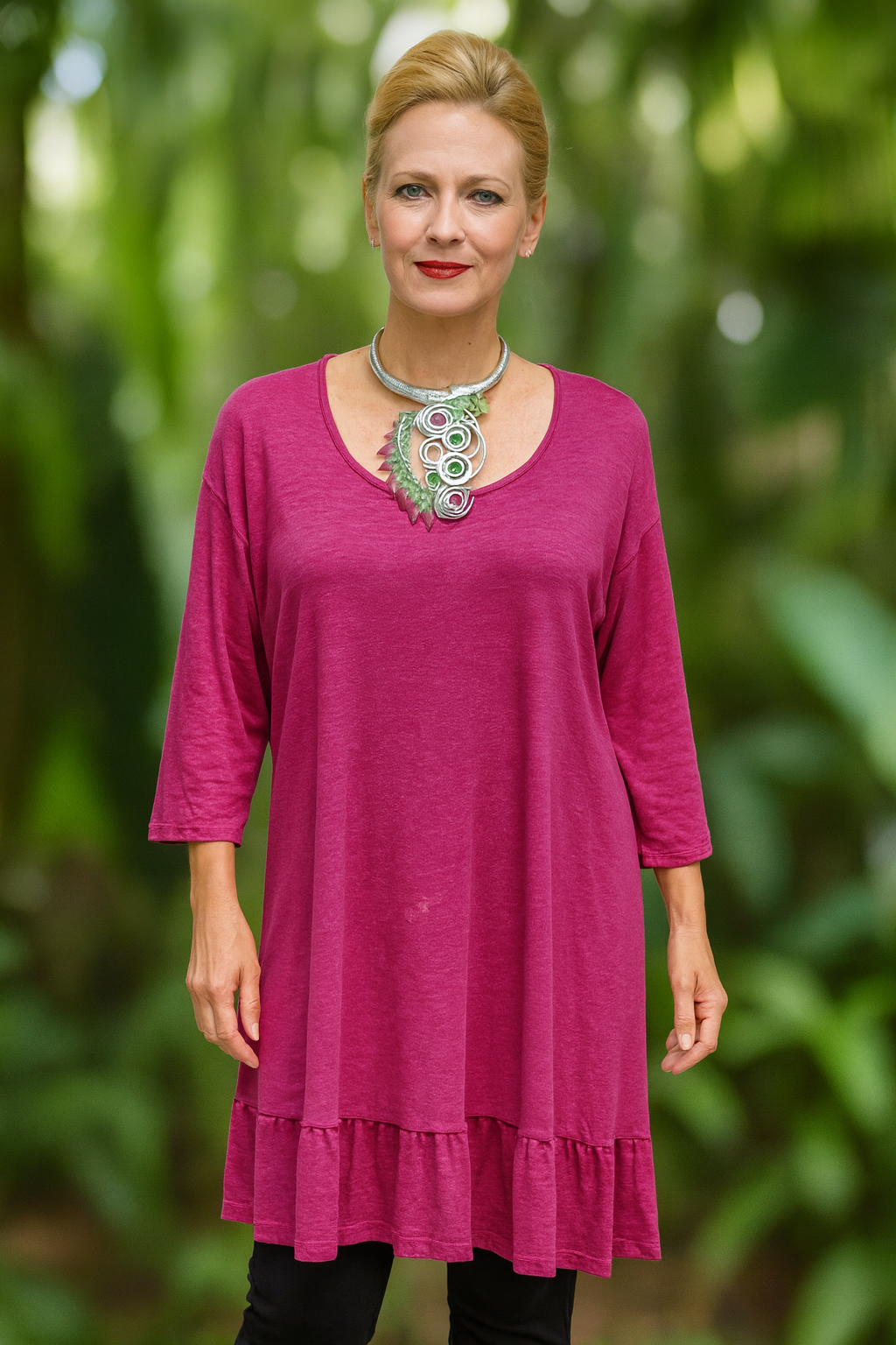 IC Collection Long Sleeve Linen Top-6313T