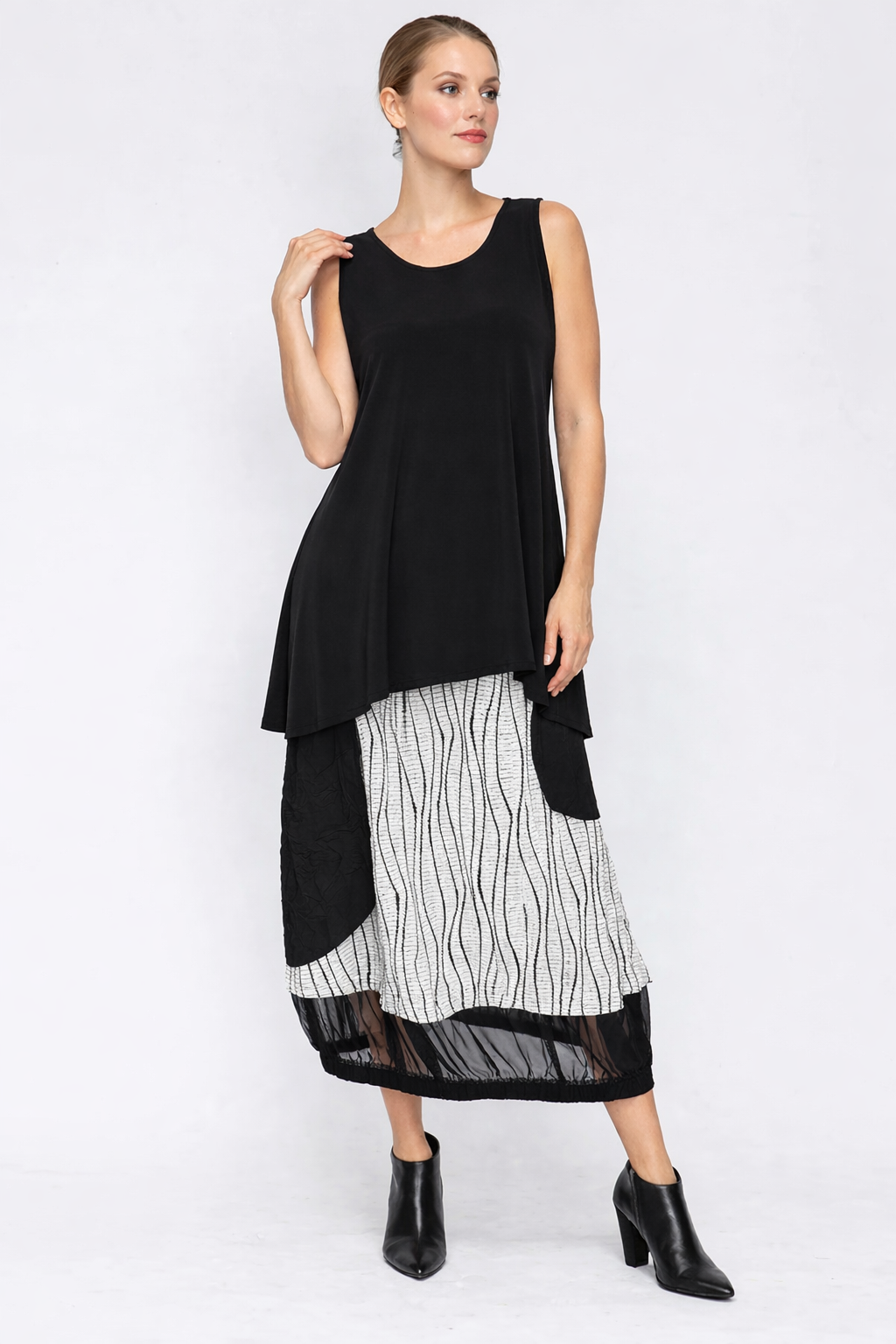 IC Collection Skirt With Mesh Detail-7793S