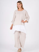 M-Made in Italy Linen Cream Top-20-6160BU