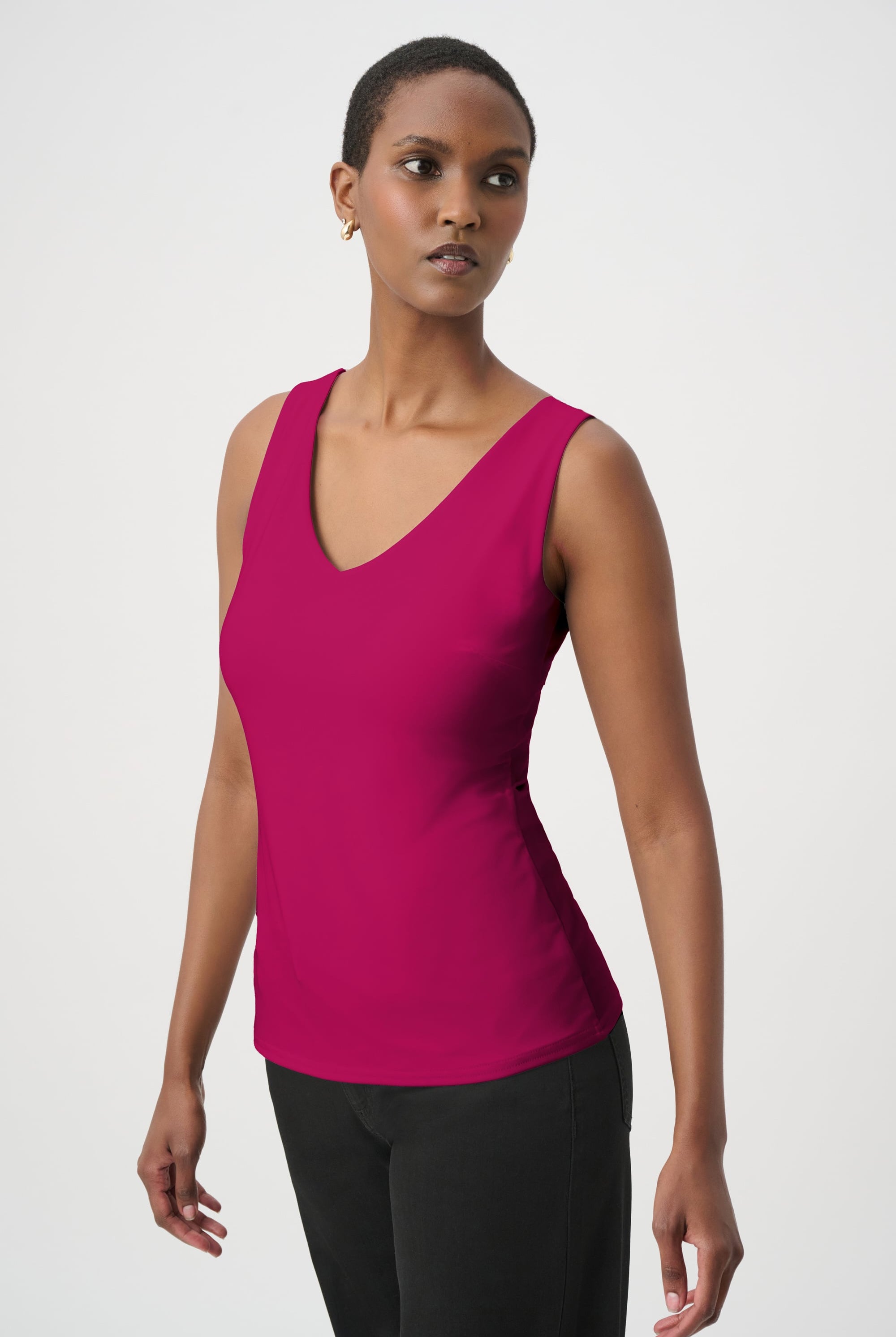 Joseph Ribkoff Classic V-neckline Cami in Deep Magenta (full)