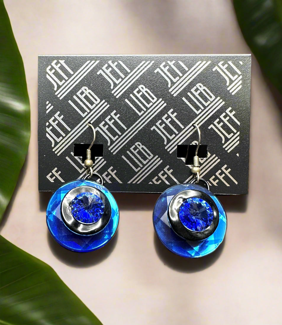 Jeff Lieb Deep Blue Button Earring-JL-20695