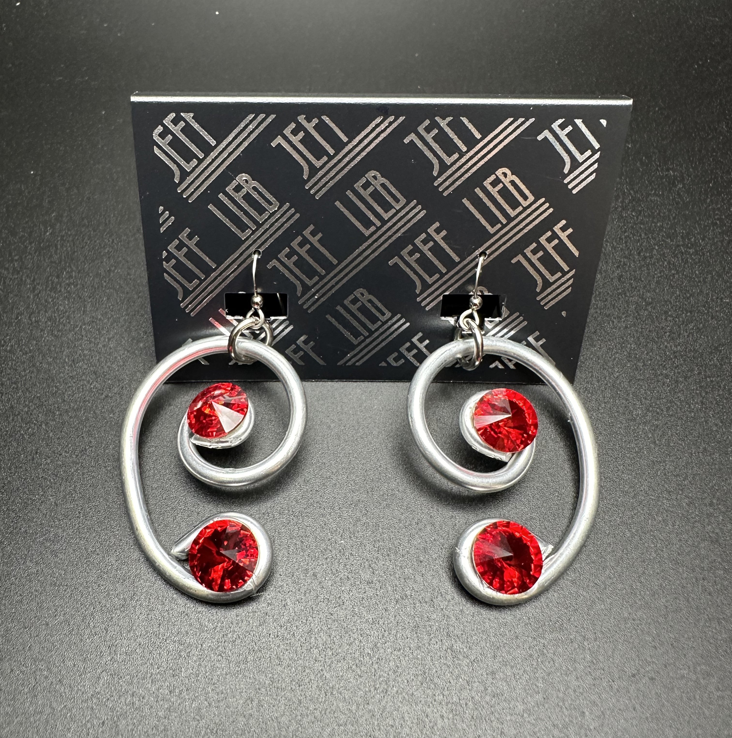 Jeff Lieb Red Ruby Hook Earring-JL-20924