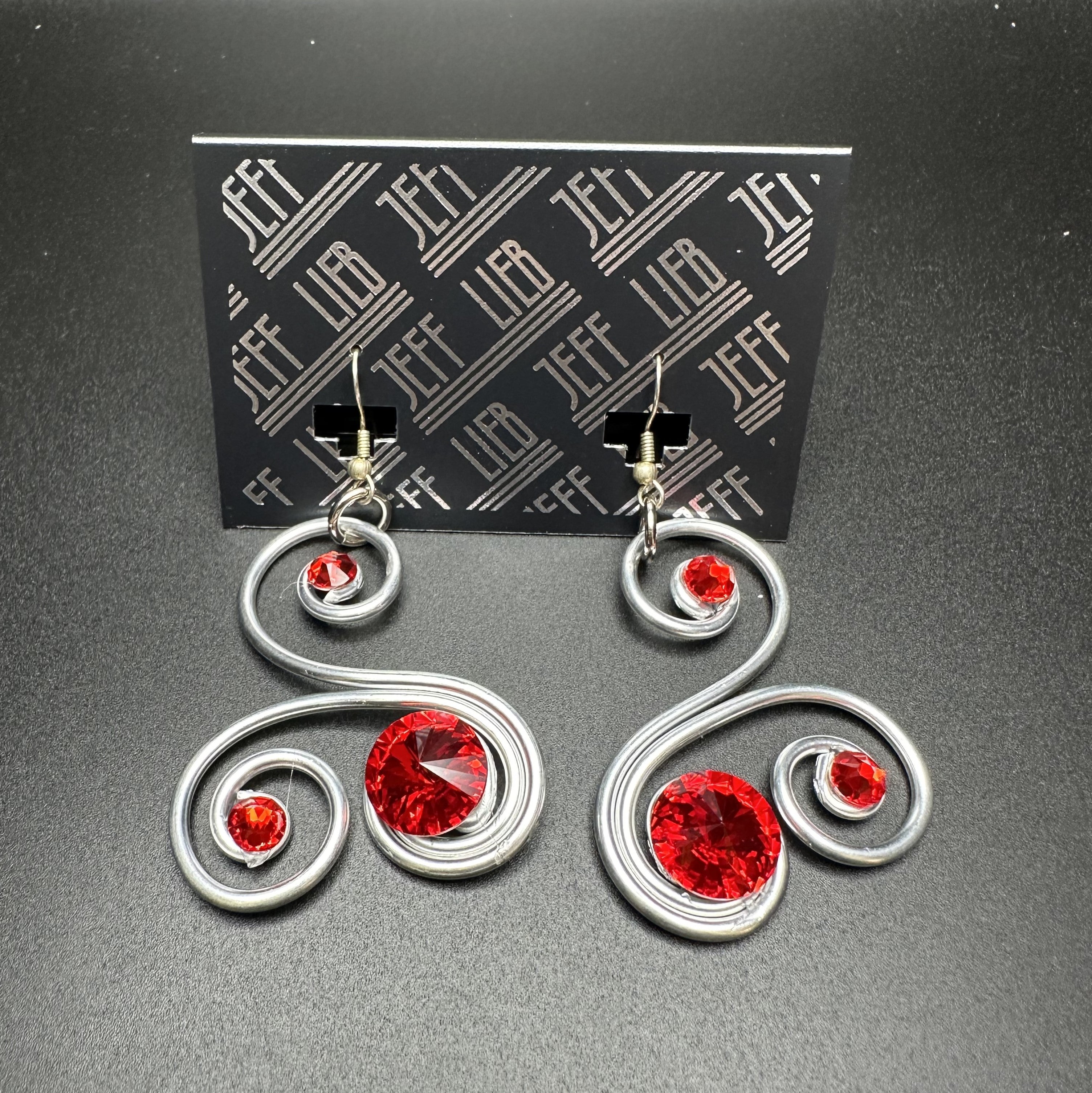 Jeff Lieb Red Ruby Swirl Earring-JL-20925