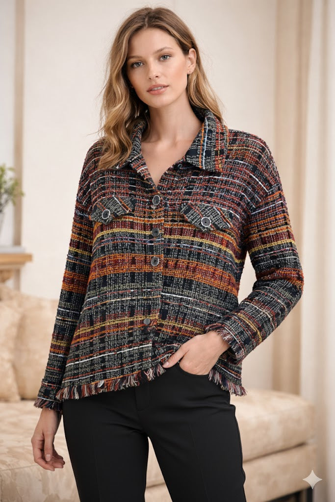 Frank Lyman Black/Orange Weaved Jacket-223748