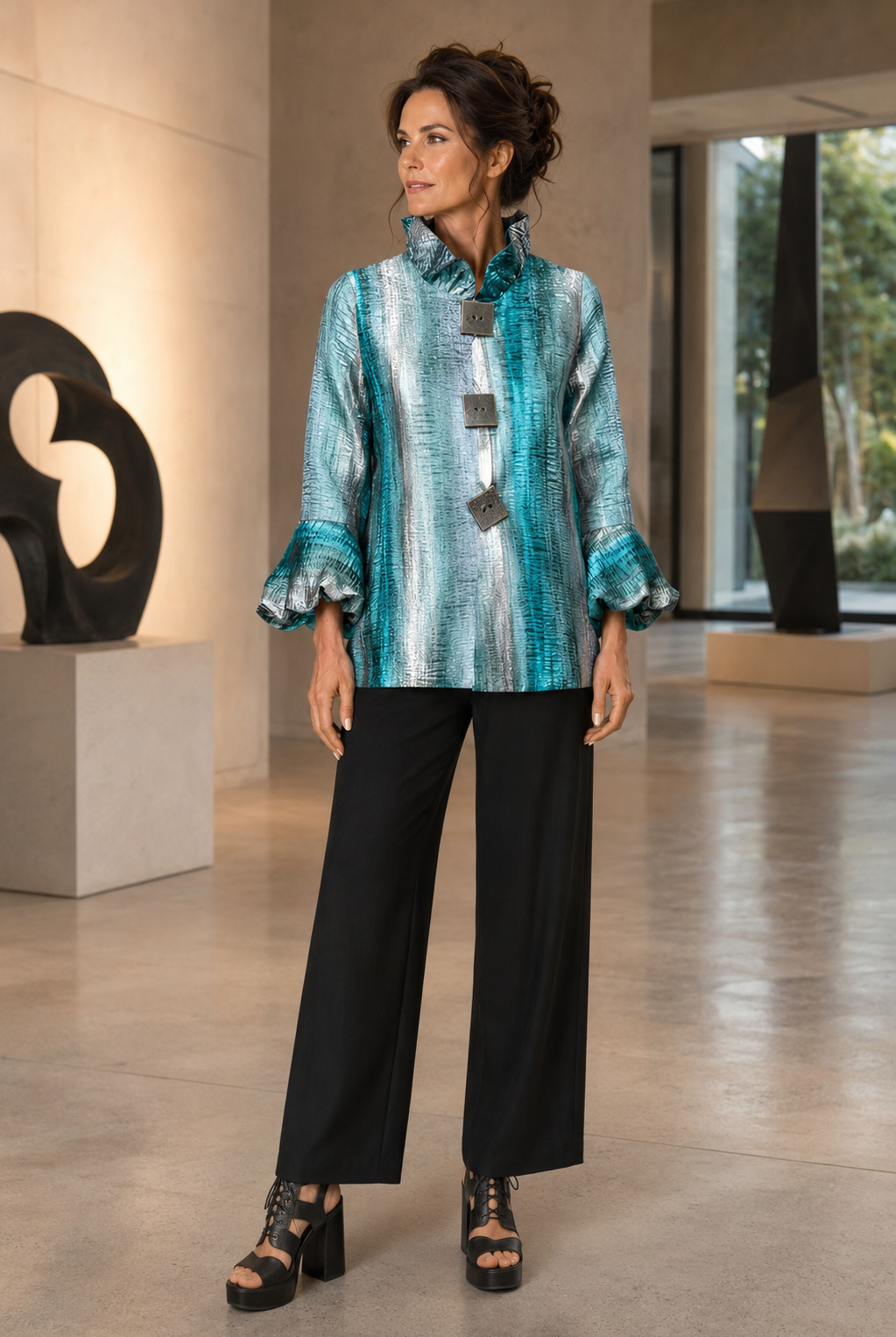 IC Collection Ruffled Sleeve Jacket-7572J