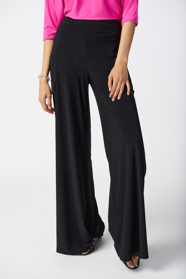 Jospeh Ribkoff Silky Knit Wide-Leg Cargo Pants-JR-241011