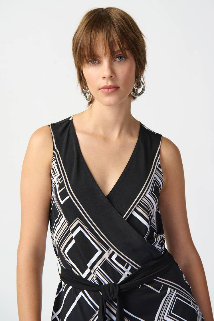 Joseph Ribkoff Geometric Print Silky Knit Wrap Top-JR-241085