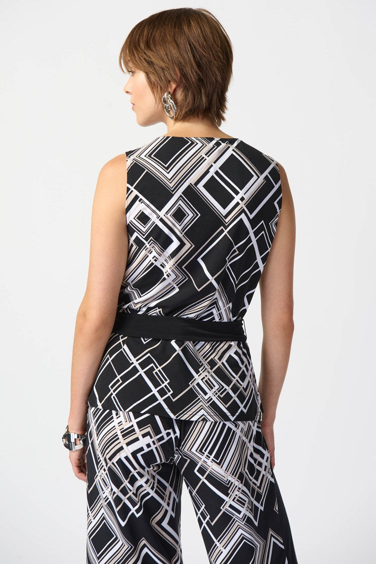 Joseph Ribkoff Geometric Print Silky Knit Wrap Top-JR-241085