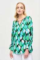 Joseph Ribkoff Geometric Print Georgette Top-JR-241116