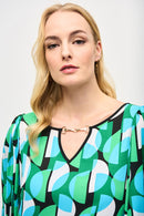 Joseph Ribkoff Geometric Print Georgette Top-JR-241116