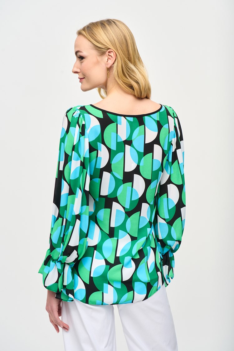 Joseph Ribkoff Geometric Print Georgette Top-JR-241116