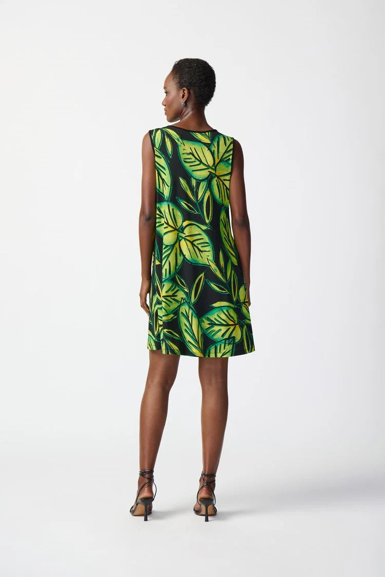 Joseph Ribkoff Tropical Print Silky Knit A-line Dress-241119