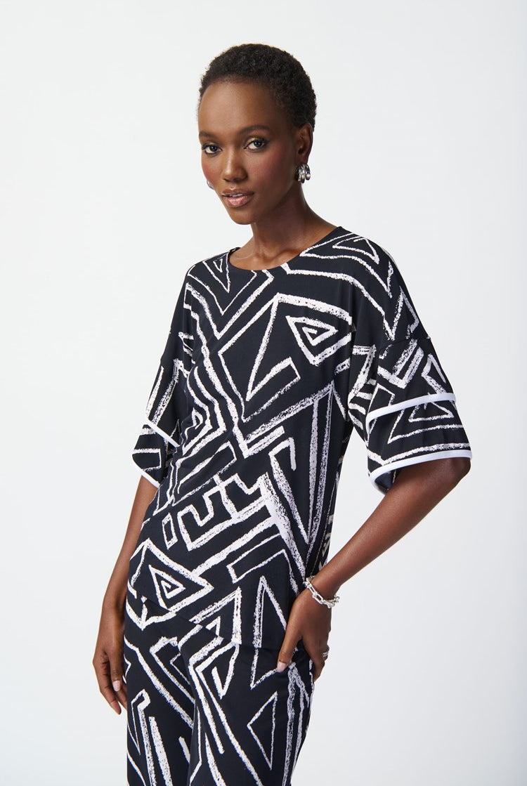 Joseph Ribkoff Abstract Print Silky Knit Top | Unique Apparel USA