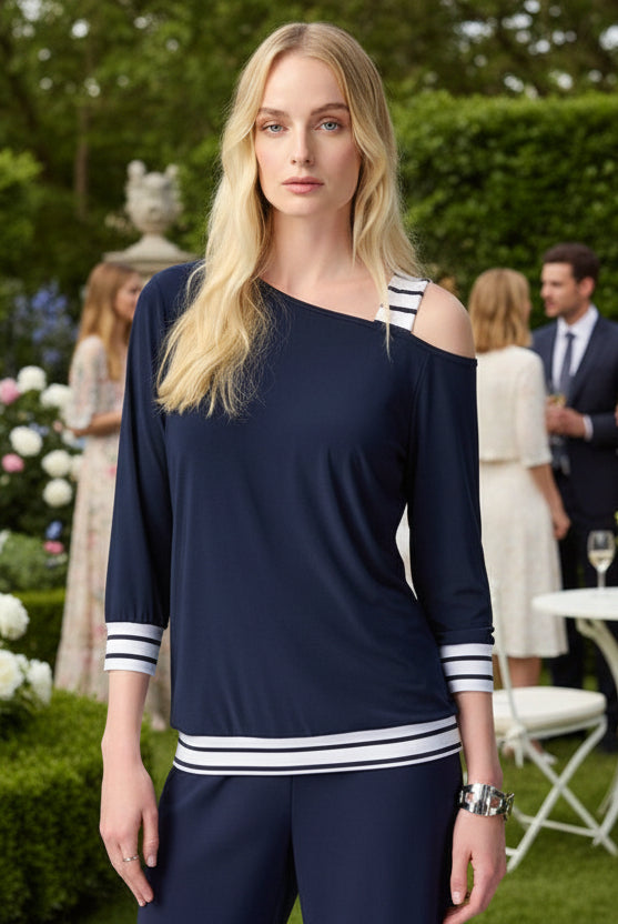 Jospeh Ribkoff Silky Knit One-Shoulder Boxy Top | Unique Apparel USA