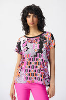 Joseph Ribkoff Medallion Print Georgette Boxy Top-JR-241282