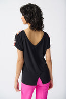 Joseph Ribkoff Medallion Print Georgette Boxy Top-JR-241282