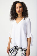 Joseph Ribkoff Georgette Top With Ruffled Sleeves-JR-241283