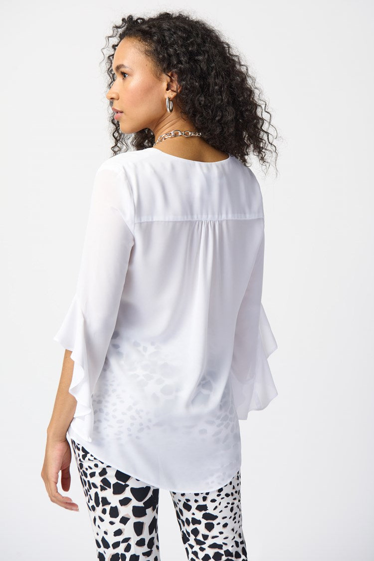 Joseph Ribkoff Georgette Top With Ruffled Sleeves-JR-241283