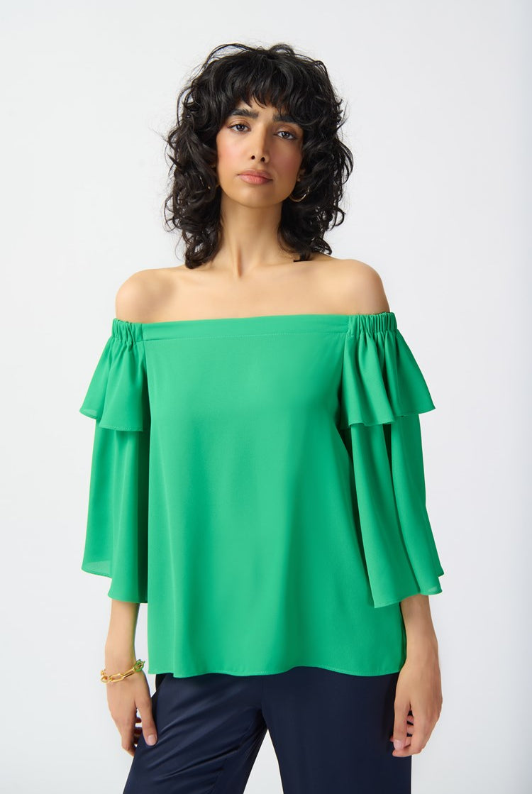 Joseph Ribkoff Georgette Off-Shoulder Flared Top | Unique Apparel USA