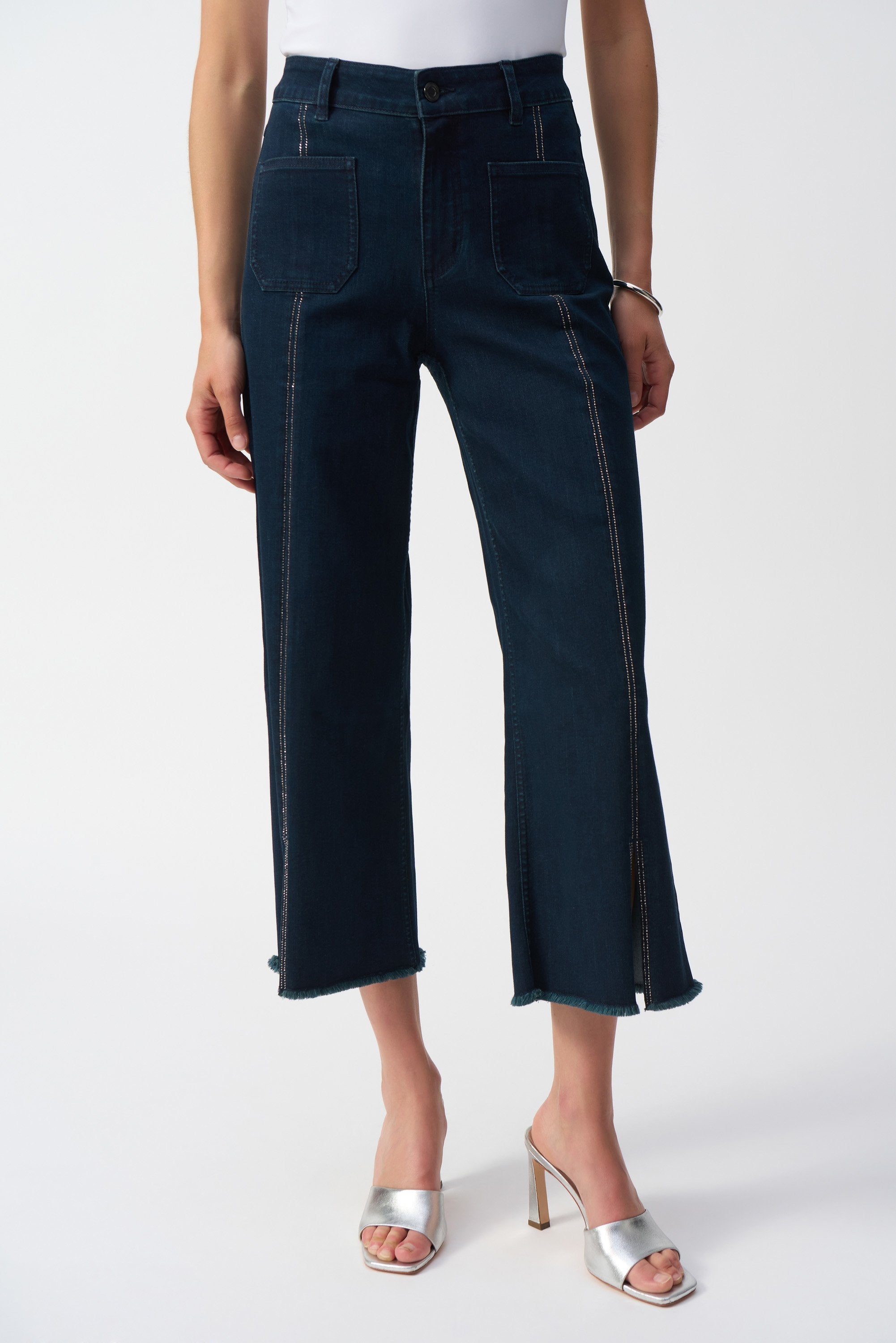Claudia | Culotte Jeans With Embellished Front Seam-241903S25